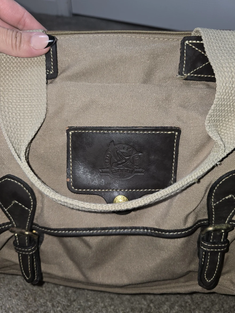 VTG Mulholland Brothers Eddie Bauer & Ford CollabTan Canvas & Leather Duffle Bag